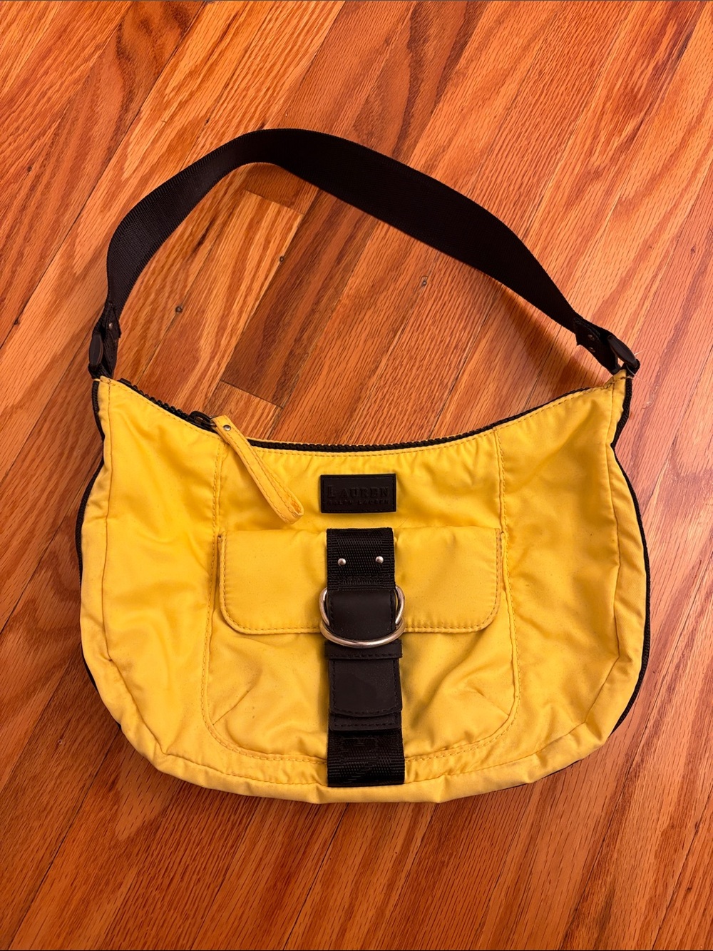 Vintage Lauren Ralph Lauren Yellow and Black Shoulder Bag